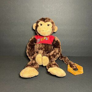 Promotional Alliance Hangable Brown Monkey Plush Toy w/ Red Explore Shirt 12.5"